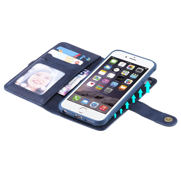 For iPhone 6 / 7 / 8 Multifunctional Detachable Magnetic Horizontal Flip Leather Case with Card Slots & Holder & Wallet & Photo Frame