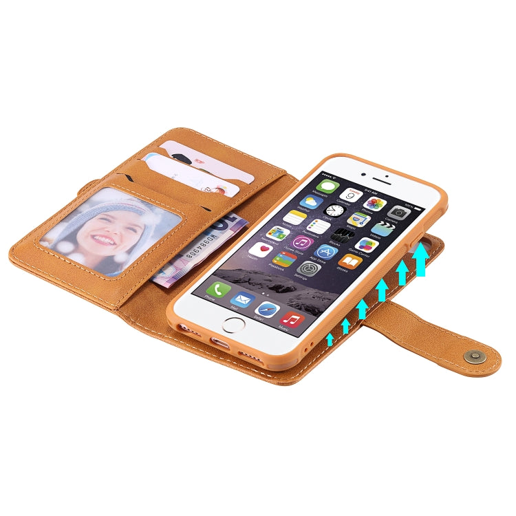 For iPhone 6 / 7 / 8 Multifunctional Detachable Magnetic Horizontal Flip Leather Case with Card Slots & Holder & Wallet & Photo Frame