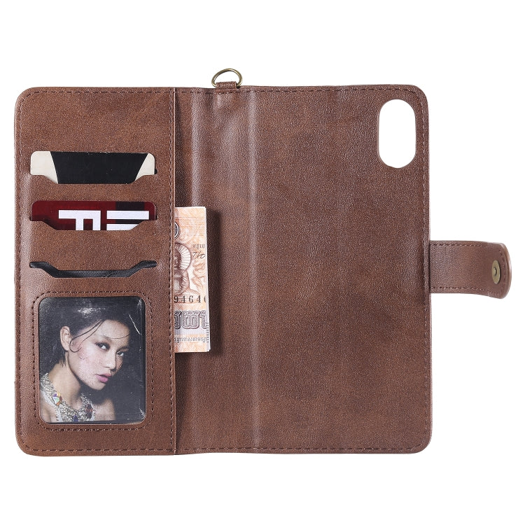 For iPhone XS Max Multifunctional Detachable Magnetic Horizontal Flip Leather Case with Card Slots & Holder & Wallet & Photo Frame