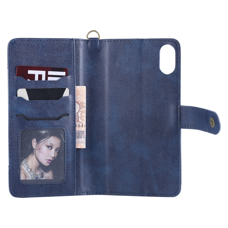 For iPhone XS Max Multifunctional Detachable Magnetic Horizontal Flip Leather Case with Card Slots & Holder & Wallet & Photo Frame