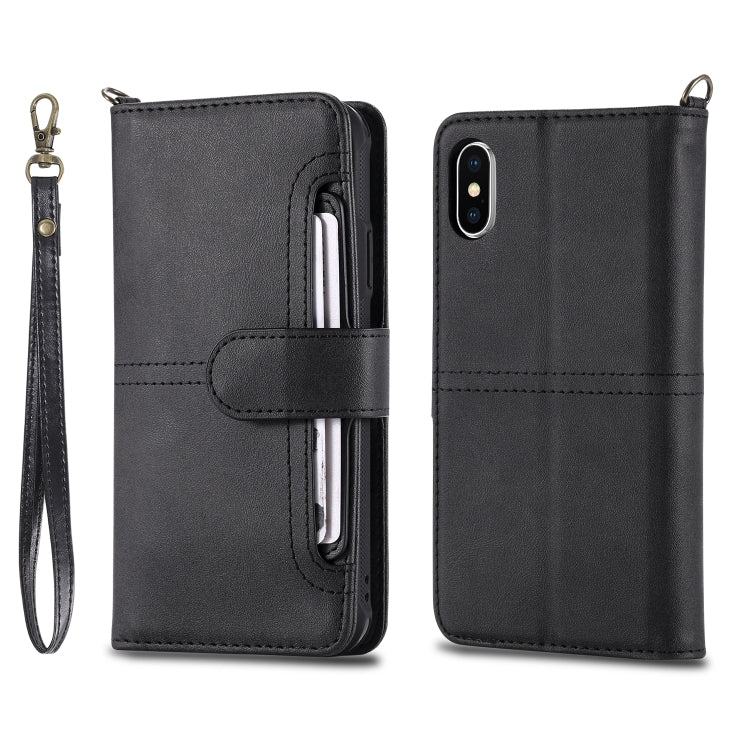 For iPhone X / XS Multifunctional Detachable Magnetic Horizontal Flip Leather Case with Card Slots & Holder & Wallet & Photo Frame