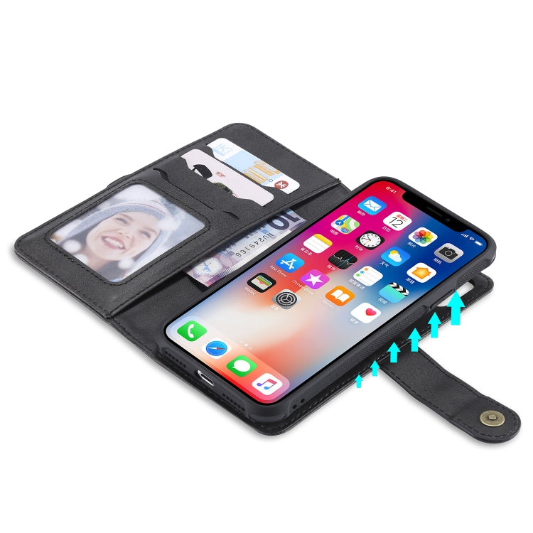 For iPhone X / XS Multifunctional Detachable Magnetic Horizontal Flip Leather Case with Card Slots & Holder & Wallet & Photo Frame