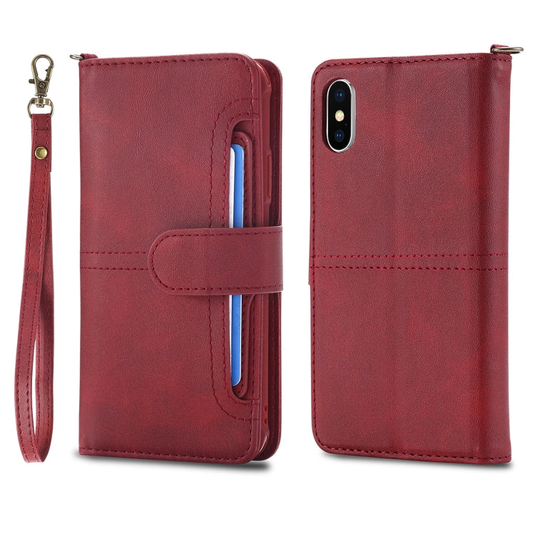 For iPhone X / XS Multifunctional Detachable Magnetic Horizontal Flip Leather Case with Card Slots & Holder & Wallet & Photo Frame