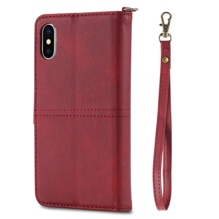 For iPhone X / XS Multifunctional Detachable Magnetic Horizontal Flip Leather Case with Card Slots & Holder & Wallet & Photo Frame
