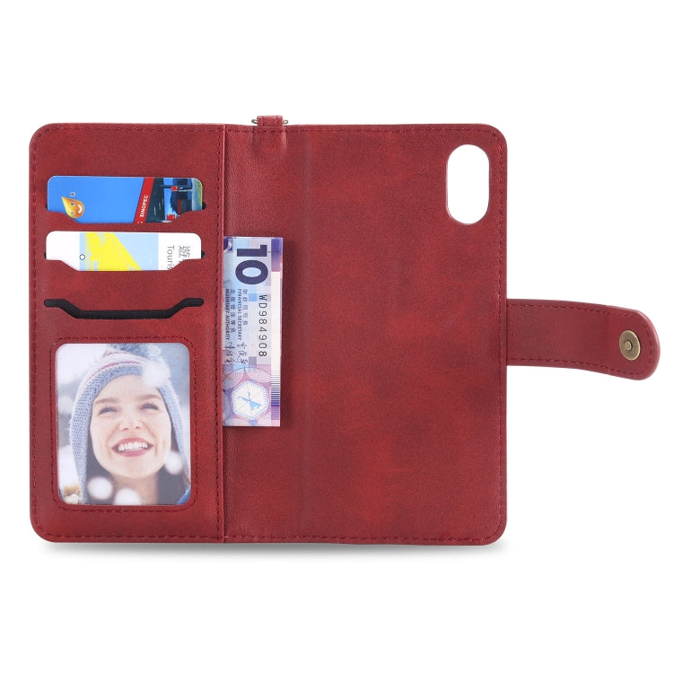 For iPhone X / XS Multifunctional Detachable Magnetic Horizontal Flip Leather Case with Card Slots & Holder & Wallet & Photo Frame