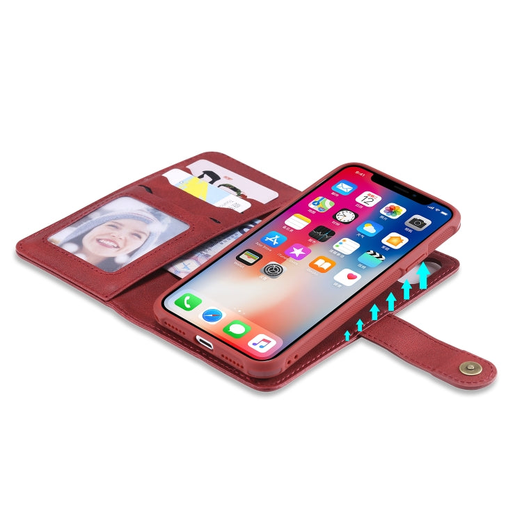 For iPhone X / XS Multifunctional Detachable Magnetic Horizontal Flip Leather Case with Card Slots & Holder & Wallet & Photo Frame