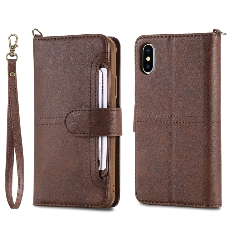 For iPhone X / XS Multifunctional Detachable Magnetic Horizontal Flip Leather Case with Card Slots & Holder & Wallet & Photo Frame