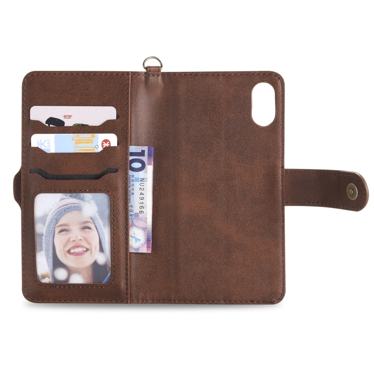 For iPhone X / XS Multifunctional Detachable Magnetic Horizontal Flip Leather Case with Card Slots & Holder & Wallet & Photo Frame