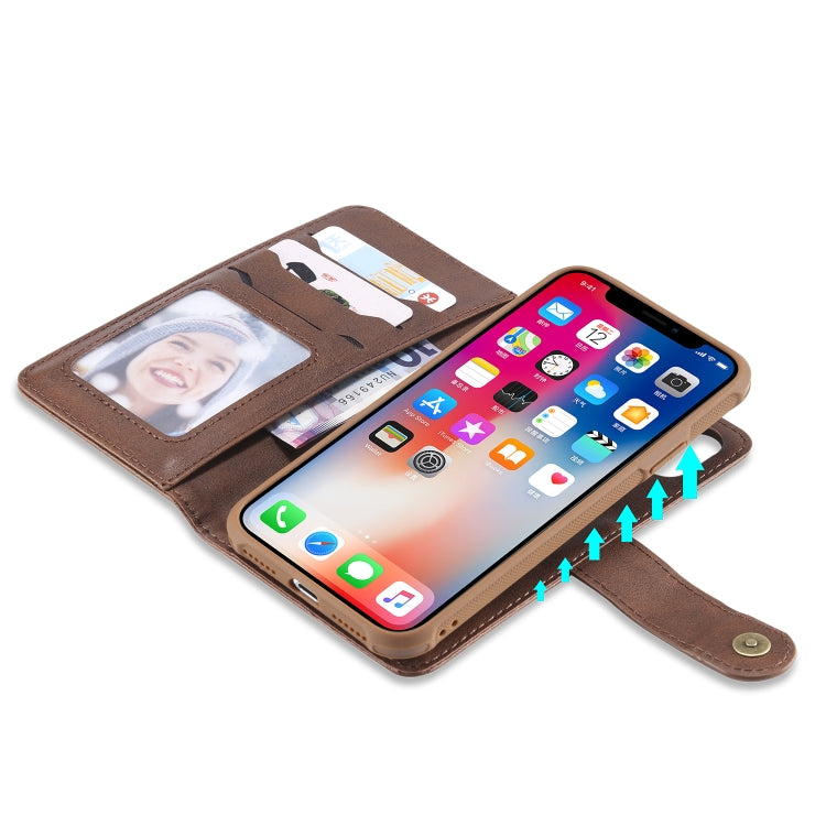 For iPhone X / XS Multifunctional Detachable Magnetic Horizontal Flip Leather Case with Card Slots & Holder & Wallet & Photo Frame
