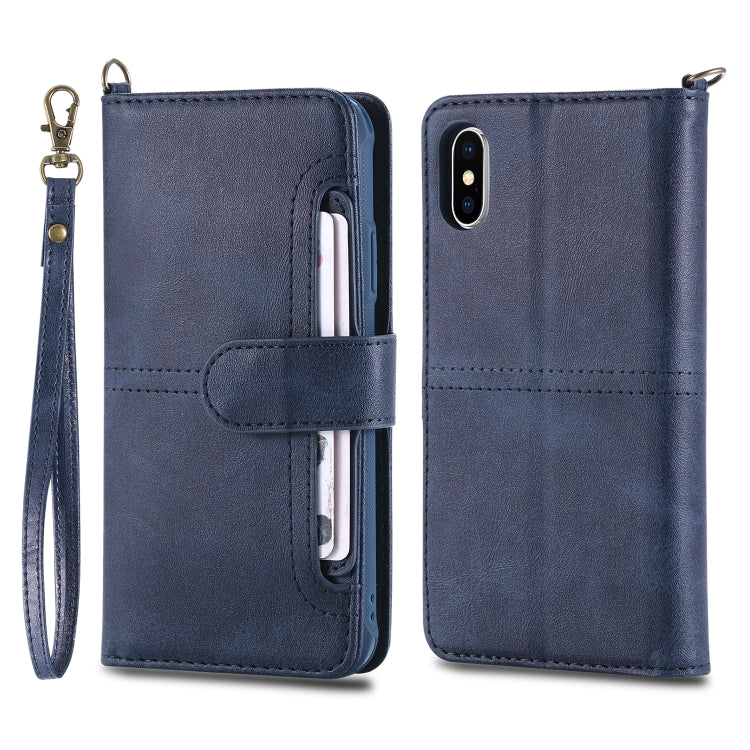 For iPhone X / XS Multifunctional Detachable Magnetic Horizontal Flip Leather Case with Card Slots & Holder & Wallet & Photo Frame