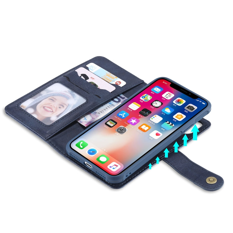 For iPhone X / XS Multifunctional Detachable Magnetic Horizontal Flip Leather Case with Card Slots & Holder & Wallet & Photo Frame