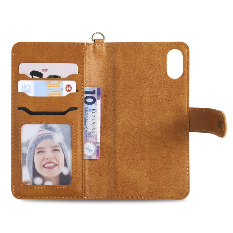 For iPhone X / XS Multifunctional Detachable Magnetic Horizontal Flip Leather Case with Card Slots & Holder & Wallet & Photo Frame