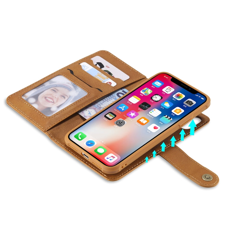 For iPhone X / XS Multifunctional Detachable Magnetic Horizontal Flip Leather Case with Card Slots & Holder & Wallet & Photo Frame