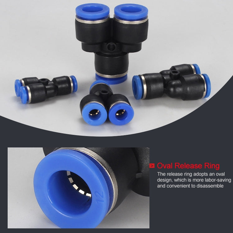 PY-6 LAIZE 10pcs Plastic Y-type Tee Reducing Pneumatic Quick Fitting Connector