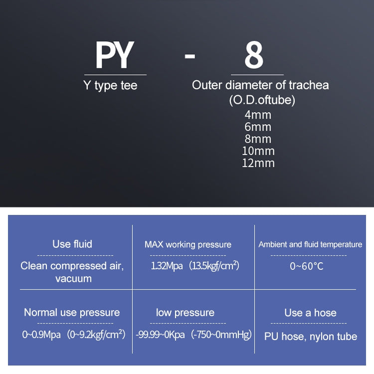 PY-16 LAIZE 10pcs Plastic Y-type Tee Reducing Pneumatic Quick Fitting Connector