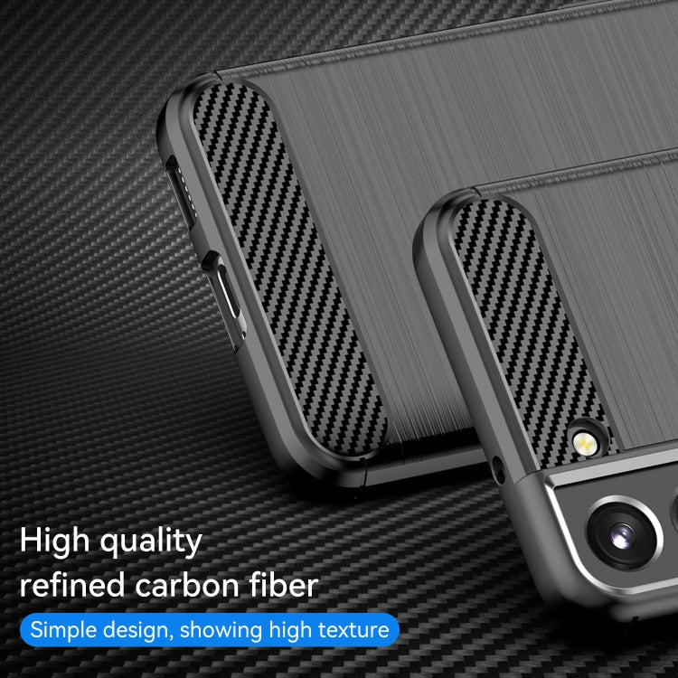 For Samsung Galaxy S23 5G Brushed Texture Carbon Fiber TPU Phone Case