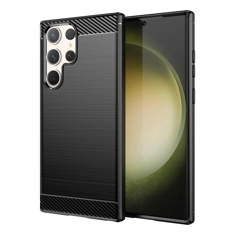 For Samsung Galaxy S23 Ultra 5G Brushed Texture Carbon Fiber TPU Phone Case