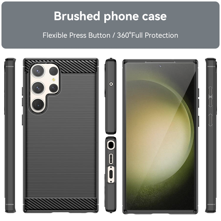 For Samsung Galaxy S23 Ultra 5G Brushed Texture Carbon Fiber TPU Phone Case