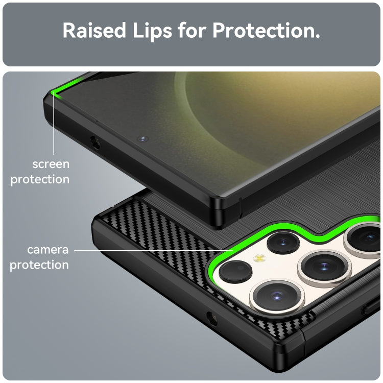 For Samsung Galaxy S23 Ultra 5G Brushed Texture Carbon Fiber TPU Phone Case