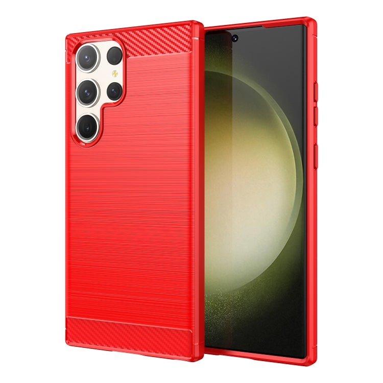 For Samsung Galaxy S23 Ultra 5G Brushed Texture Carbon Fiber TPU Phone Case
