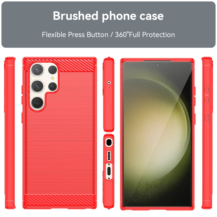 For Samsung Galaxy S23 Ultra 5G Brushed Texture Carbon Fiber TPU Phone Case