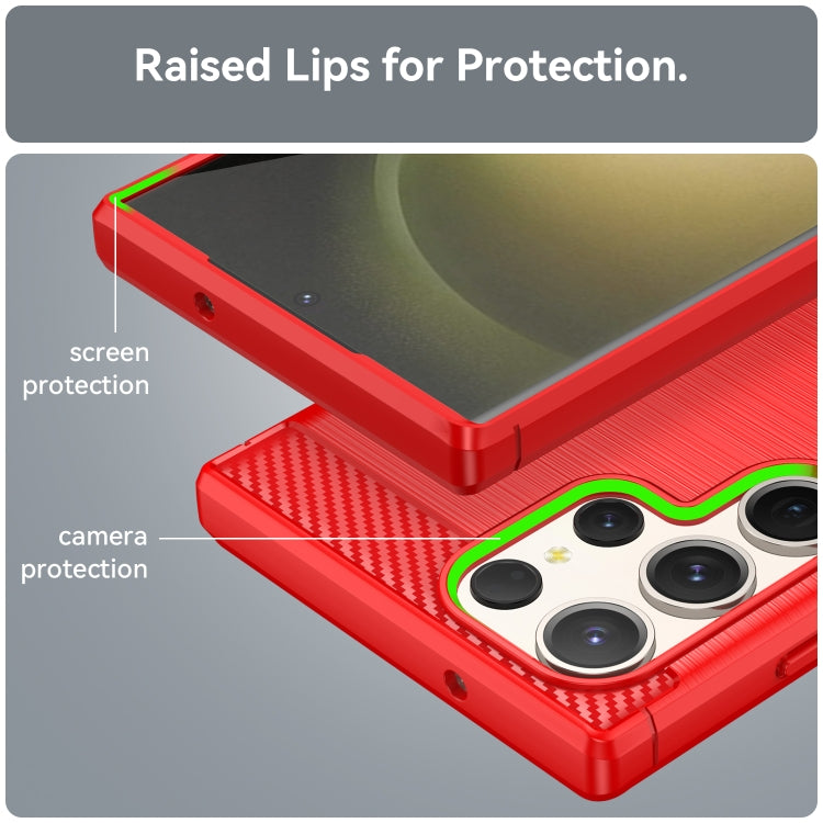 For Samsung Galaxy S23 Ultra 5G Brushed Texture Carbon Fiber TPU Phone Case