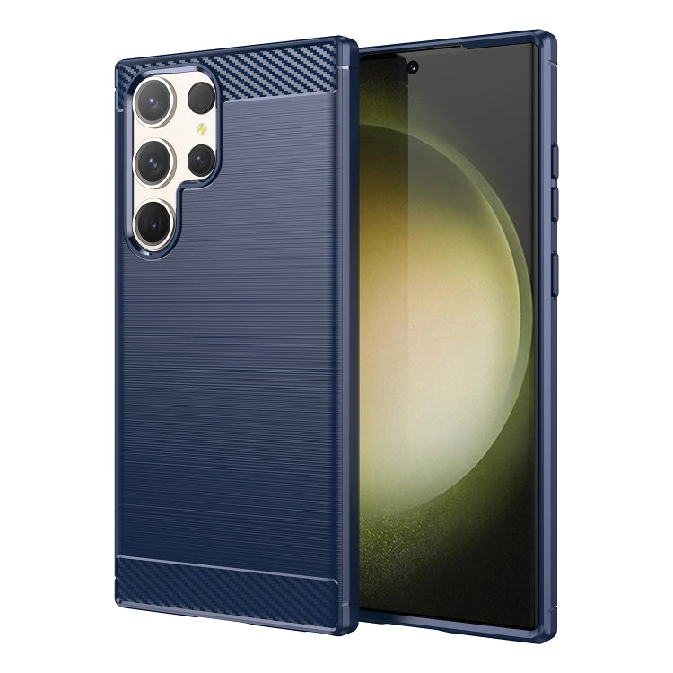 For Samsung Galaxy S23 Ultra 5G Brushed Texture Carbon Fiber TPU Phone Case