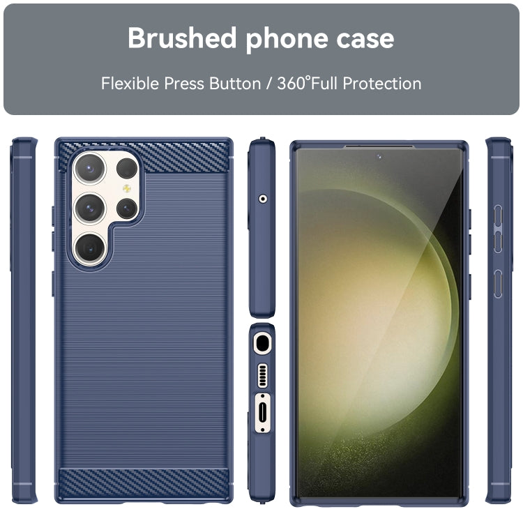 For Samsung Galaxy S23 Ultra 5G Brushed Texture Carbon Fiber TPU Phone Case