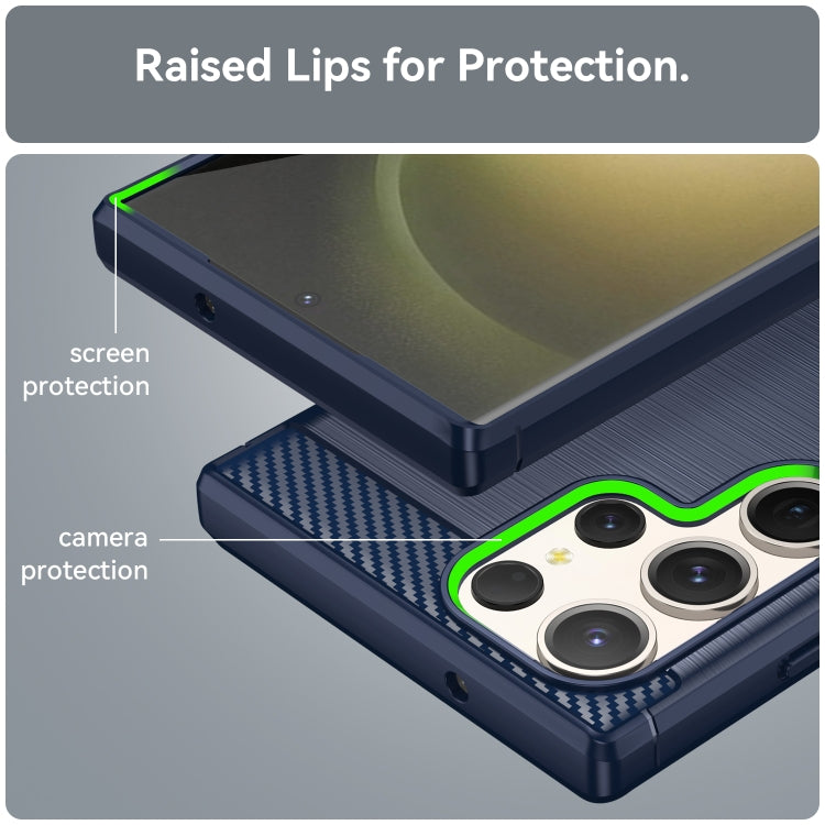 For Samsung Galaxy S23 Ultra 5G Brushed Texture Carbon Fiber TPU Phone Case