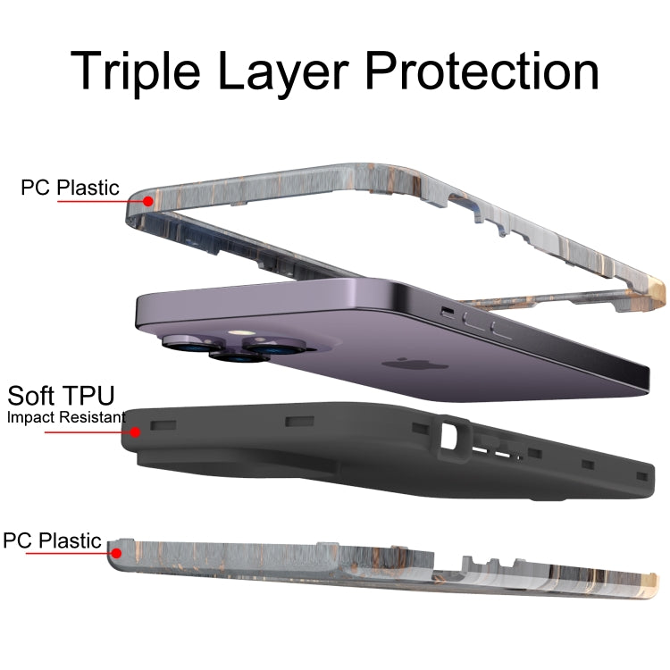 For iPhone 14 Pro Max Varnishing Water Stick TPU + Hard Plastic Phone Case