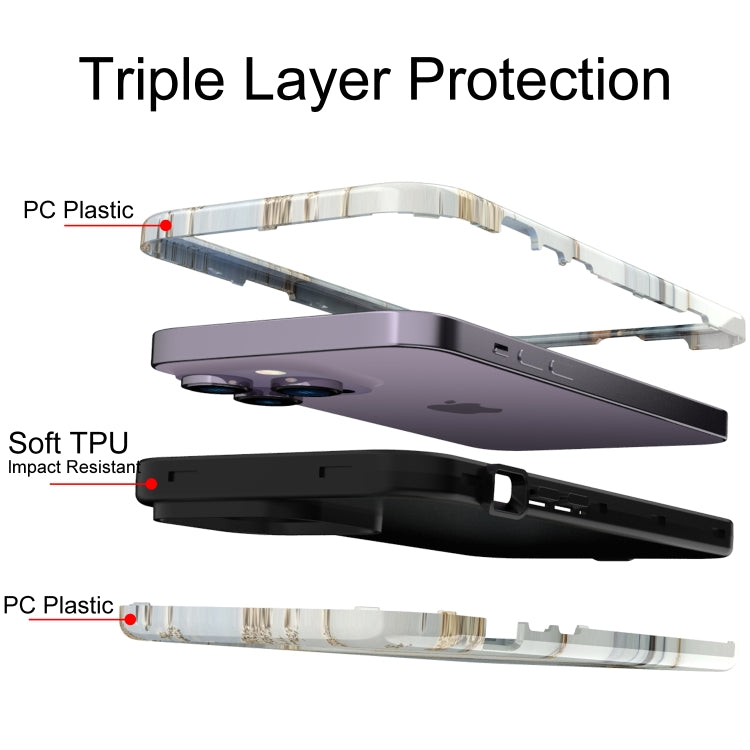 For iPhone 14 Pro Max Varnishing Water Stick TPU + Hard Plastic Phone Case