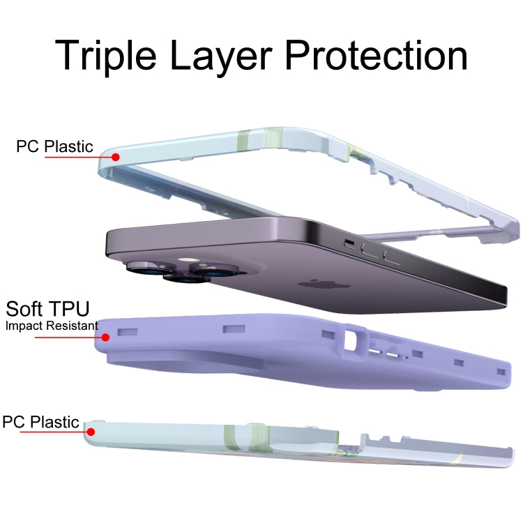 For iPhone 14 Pro Varnishing Water Stick TPU + Hard Plastic Phone Case