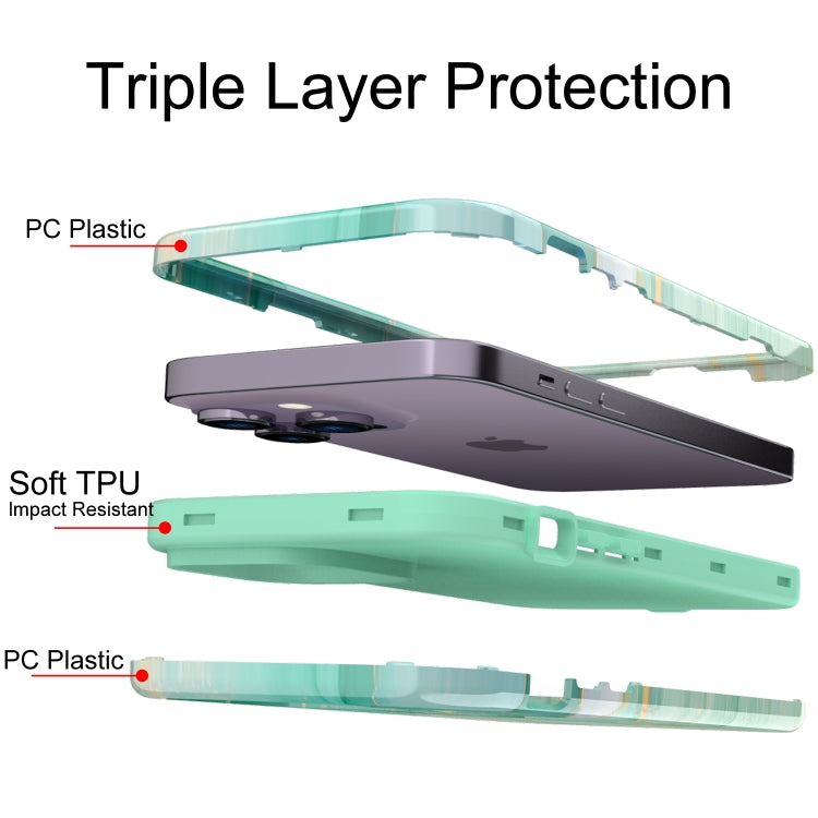 For iPhone 14 Pro Varnishing Water Stick TPU + Hard Plastic Phone Case