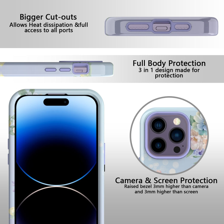 For iPhone 14 Pro Varnishing Water Stick TPU + Hard Plastic Phone Case