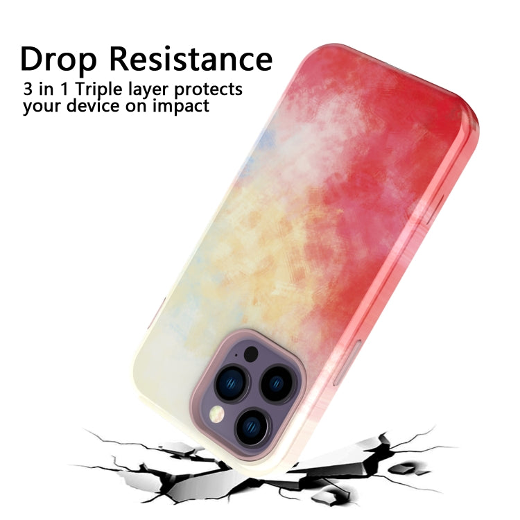 For iPhone 14 Pro Varnishing Water Stick TPU + Hard Plastic Phone Case