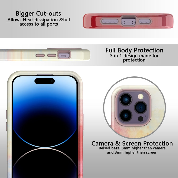 For iPhone 14 Pro Varnishing Water Stick TPU + Hard Plastic Phone Case