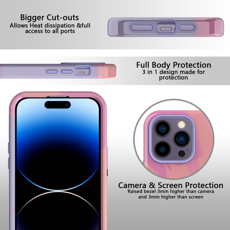 For iPhone 14 Pro Varnishing Water Stick TPU + Hard Plastic Phone Case