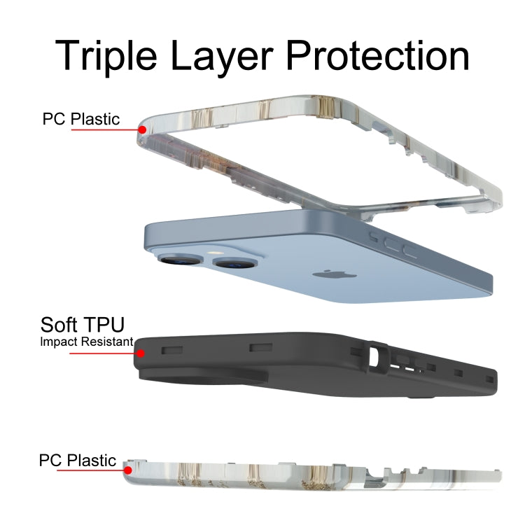For iPhone 14 Plus Varnishing Water Stick TPU + Hard Plastic Phone Case
