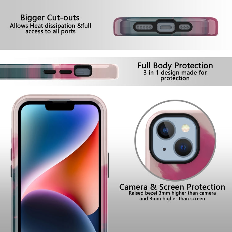 For iPhone 14 Plus Varnishing Water Stick TPU + Hard Plastic Phone Case