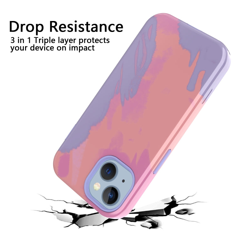 For iPhone 14 Plus Varnishing Water Stick TPU + Hard Plastic Phone Case