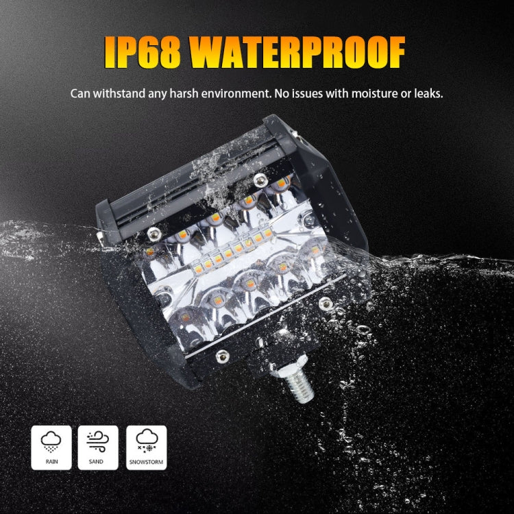 4 inch 13W 3 Row Car LED Strip Light Working Refit Off-road Vehicle Lamp Roof Strip Light with Yellow White Flash