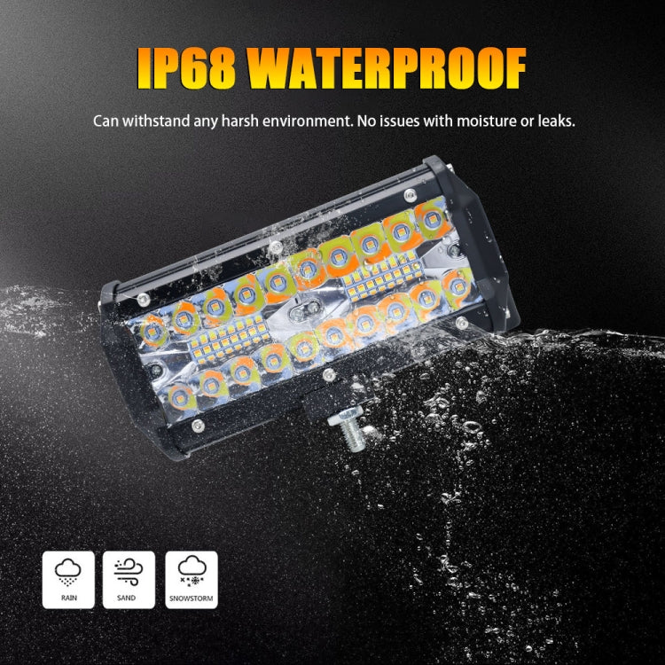 7 inch 15W 3 Row Car LED Strip Light Working Refit Off-road Vehicle Lamp Roof Strip Light with Yellow White Flash