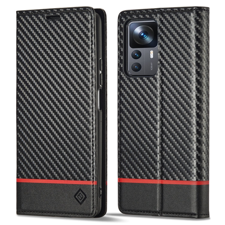 For Xiaomi 12T/12T Pro/Redmi K50 Ultra LC.IMEEKE Carbon Fiber Texture Flip Leather Phone Case