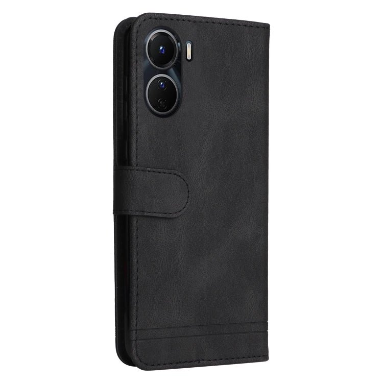 For vivo Y16 / Y02s Skin Feel Life Tree Metal Button Leather Phone Case