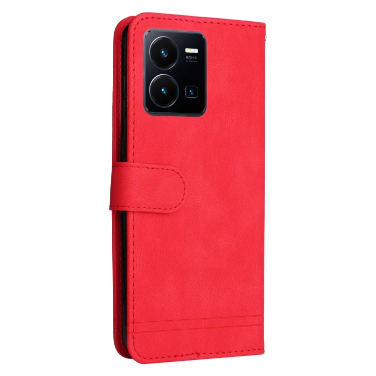 For vivo Y35 4G / Y22s / Y22 Skin Feel Life Tree Metal Button Leather Phone Case