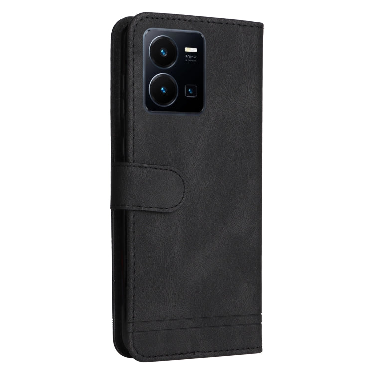 For vivo Y35 4G / Y22s / Y22 Skin Feel Life Tree Metal Button Leather Phone Case