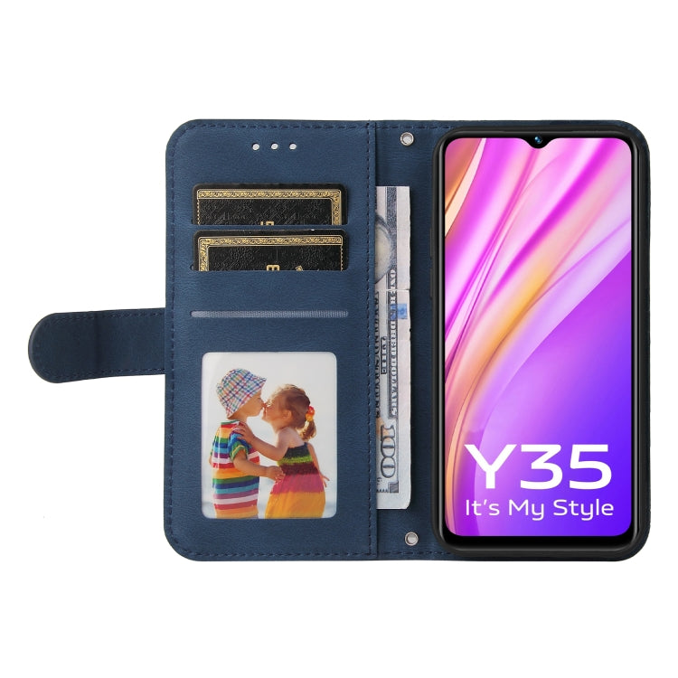 For vivo Y35 4G / Y22s / Y22 Skin Feel Life Tree Metal Button Leather Phone Case