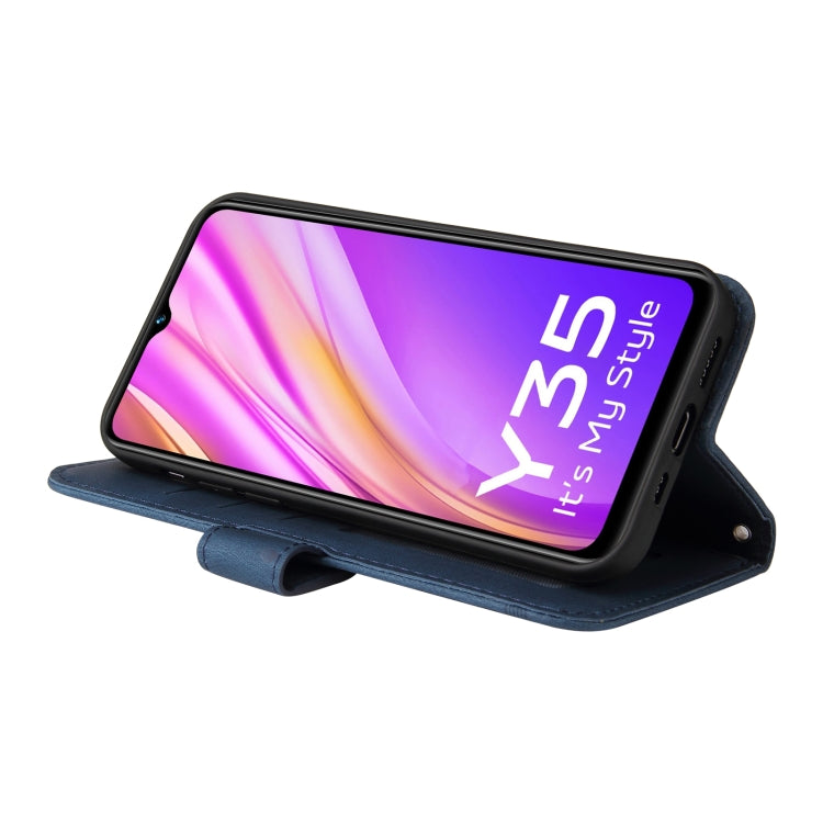 For vivo Y35 4G / Y22s / Y22 Skin Feel Life Tree Metal Button Leather Phone Case