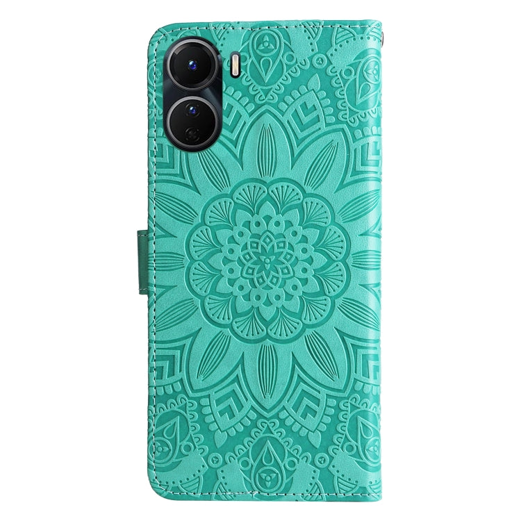 For vivo Y16 / Y02s Embossed Sunflower Leather Phone Case