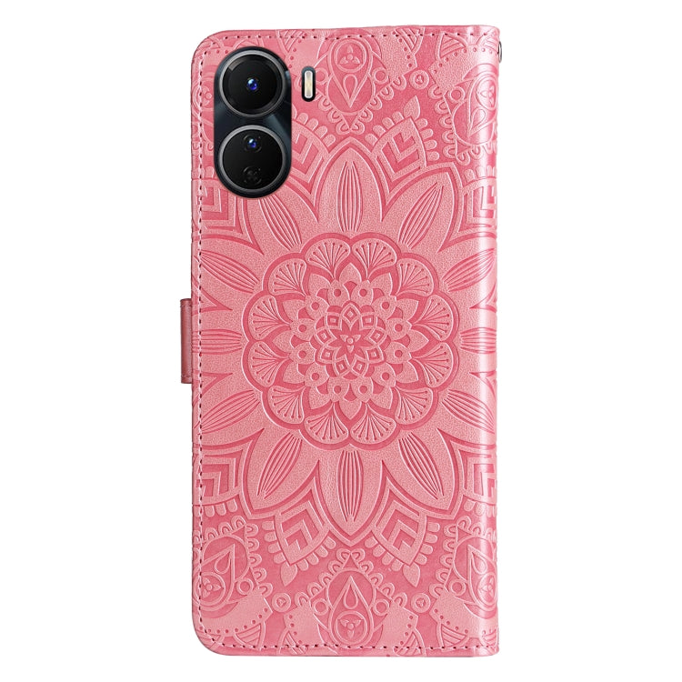 For vivo Y16 / Y02s Embossed Sunflower Leather Phone Case